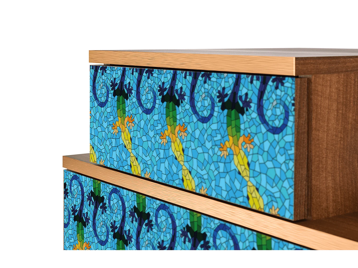 Stolik nocny - 58х58х41 cm - NS1 - Gaudi's Lizard, Orzech