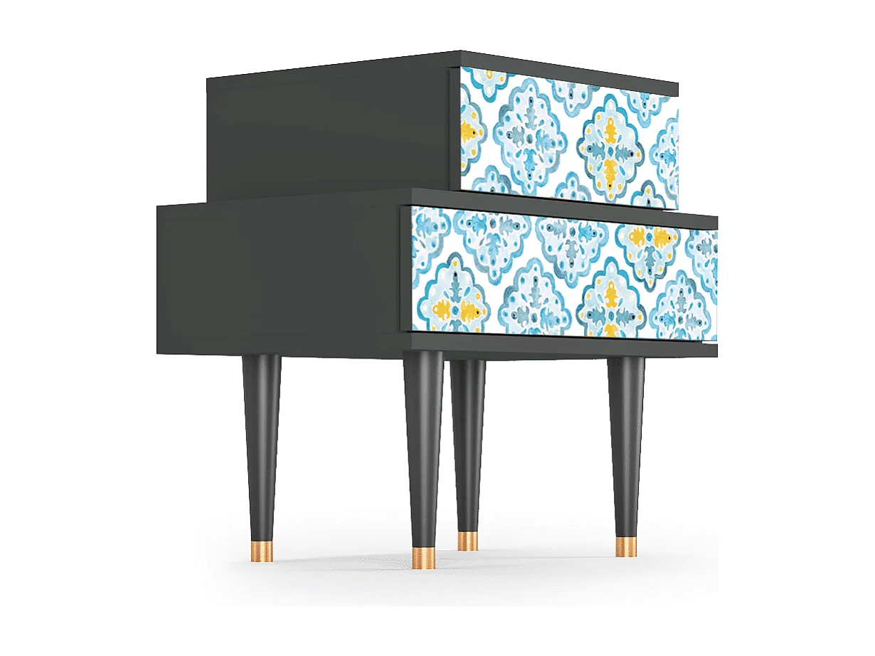 Stolik nocny - 58х58х41 cm - NS1 - Portugese tiles, Antracyt