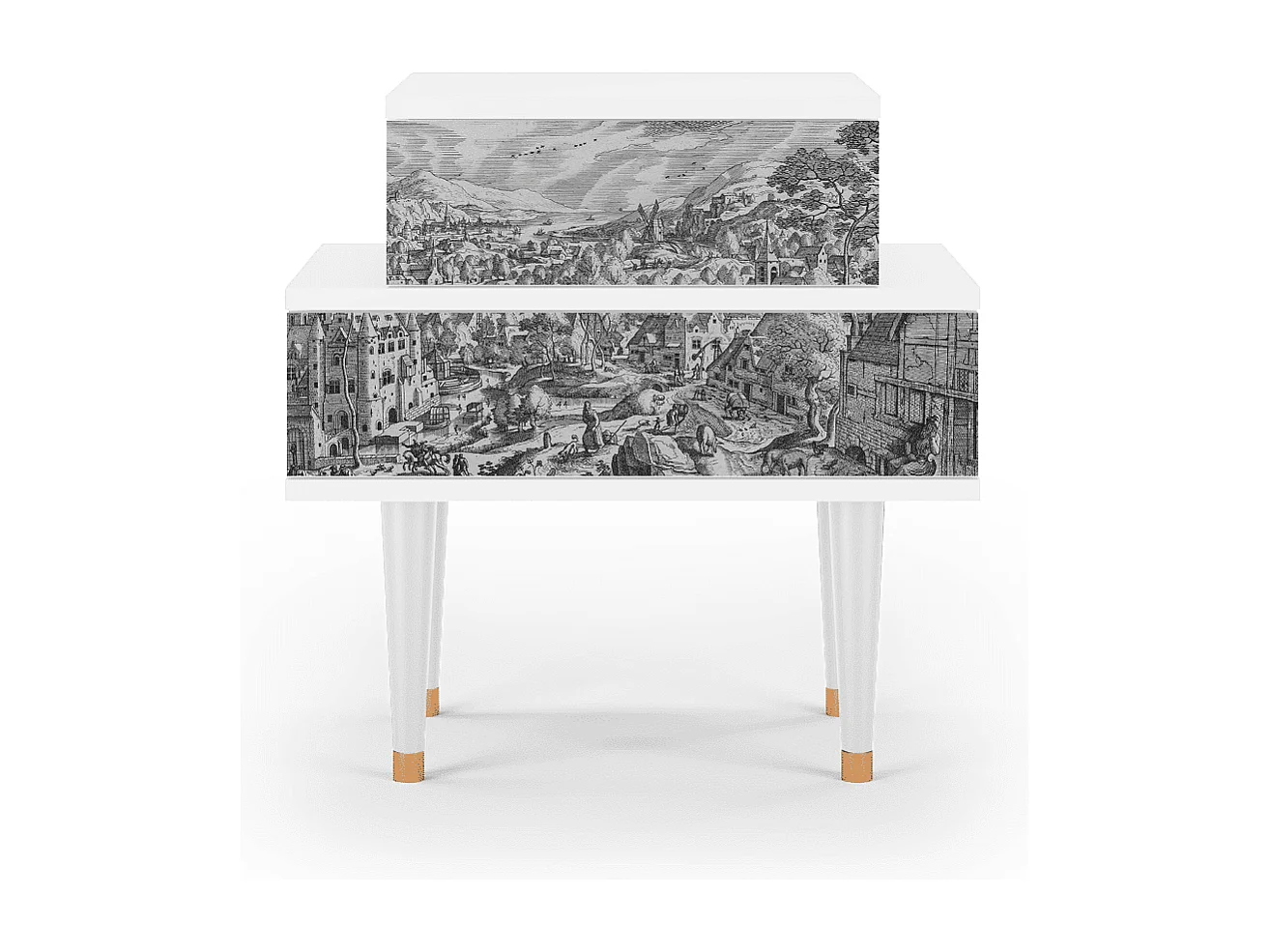 Nachtkastje - 58х58х41 cm - NS1 - Bird Dropping, Wit