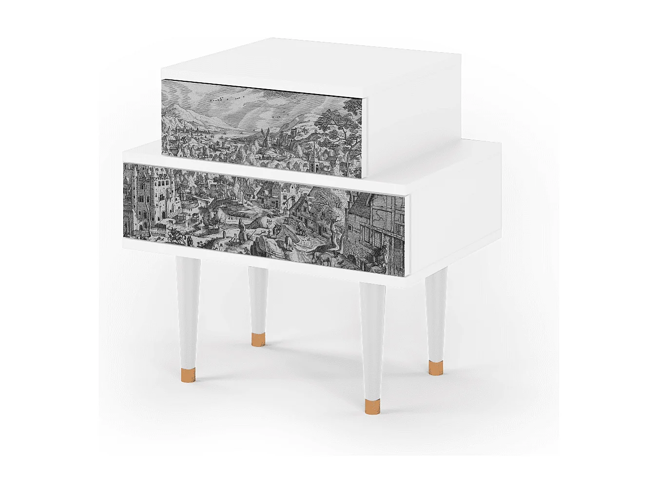 Nachtkastje - 58х58х41 cm - NS1 - Bird Dropping, Wit