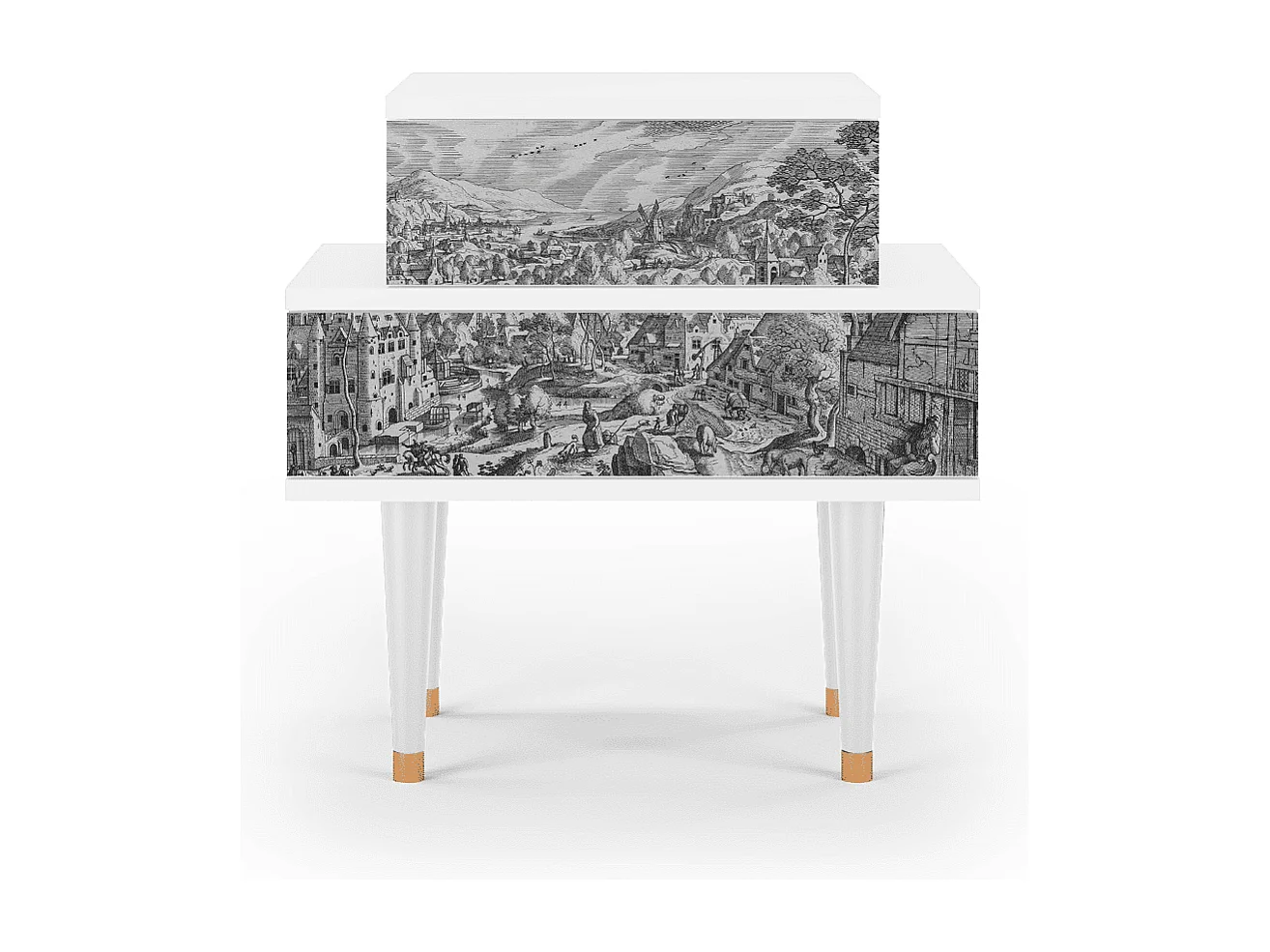 Stolik nocny - 58х58х41 cm - NS1 - Bird Dropping, Biały