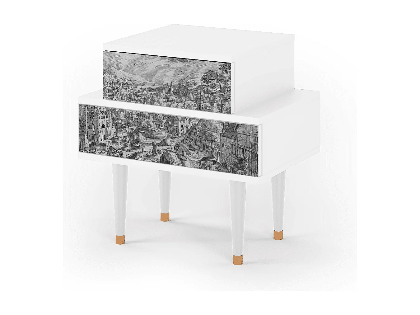 Stolik nocny - 58х58х41 cm - NS1 - Bird Dropping, Biały