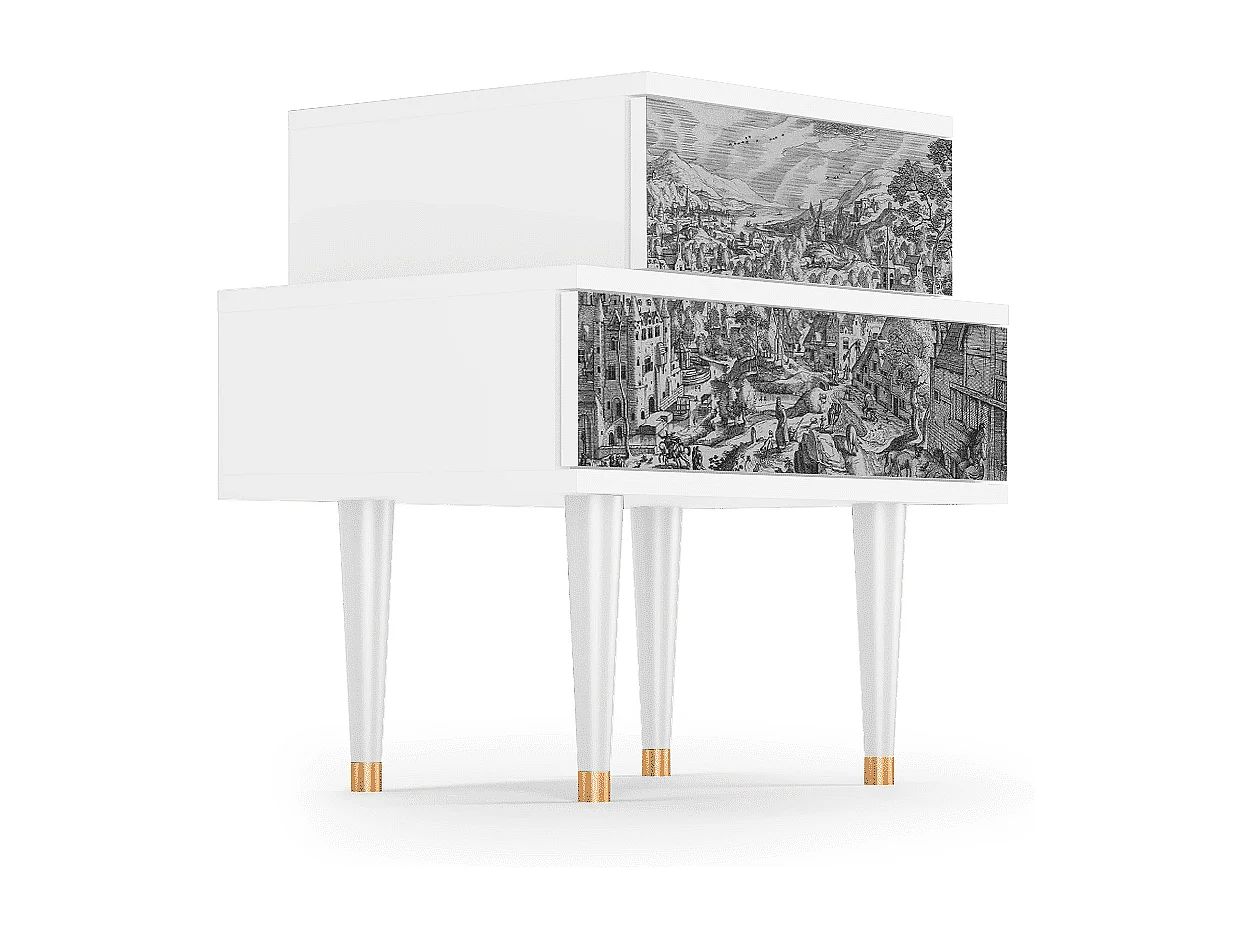 Stolik nocny - 58х58х41 cm - NS1 - Bird Dropping, Biały