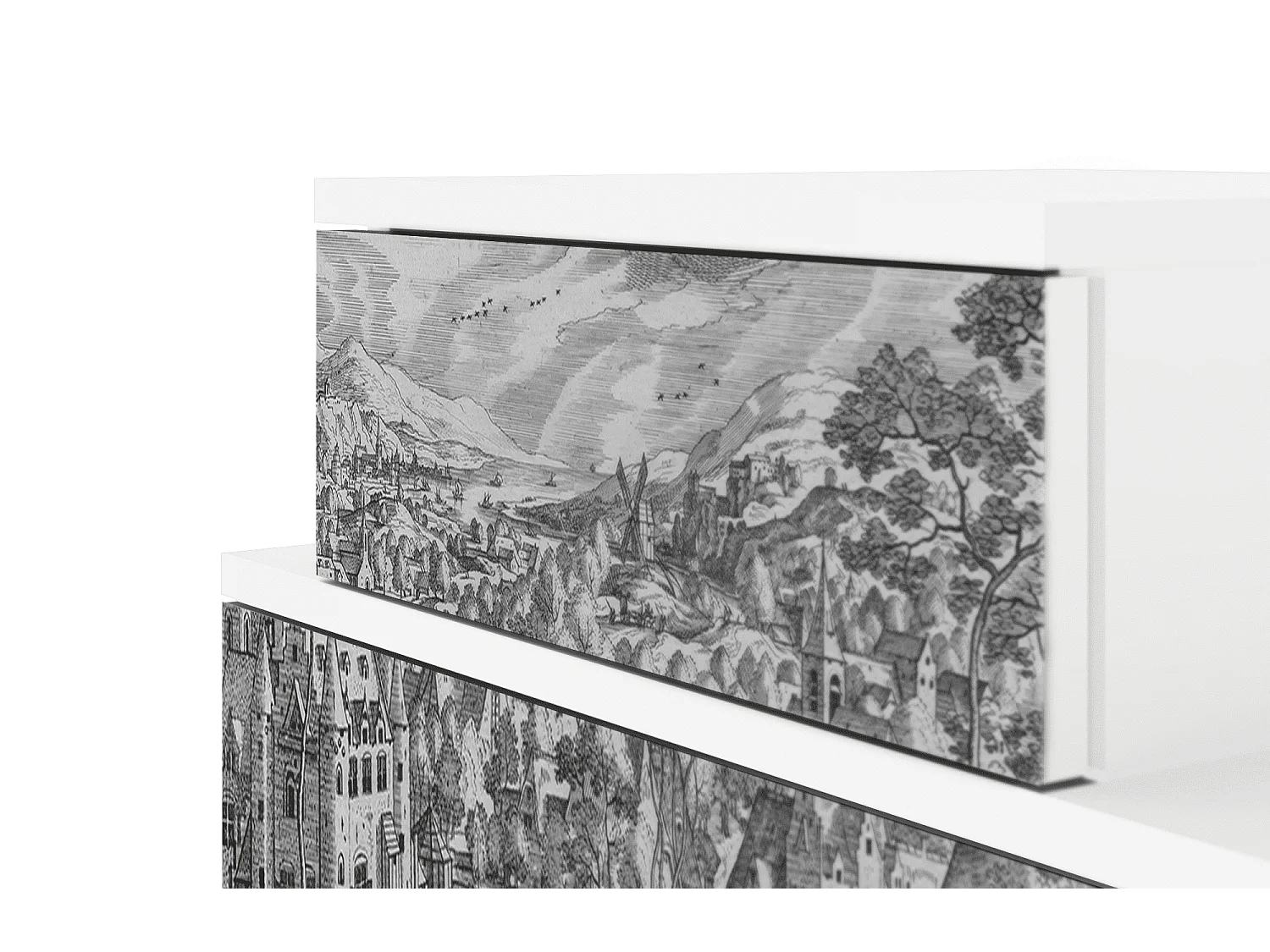 Stolik nocny - 58х58х41 cm - NS1 - Bird Dropping, Biały