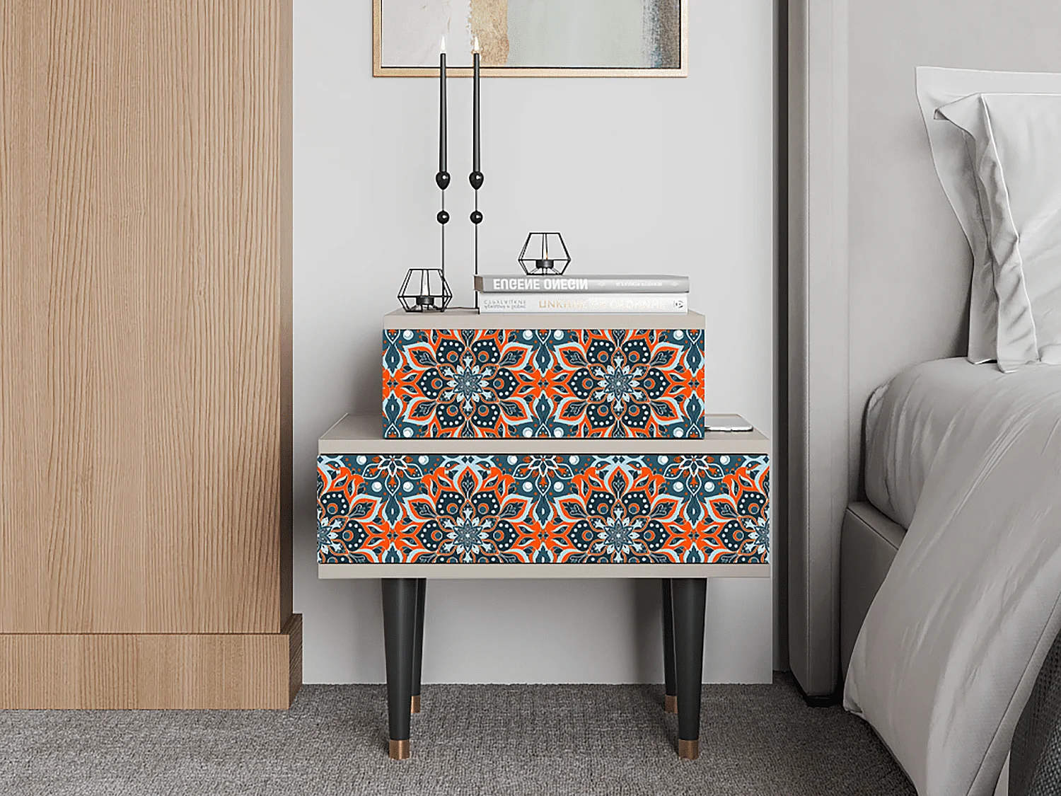 Table de nuit - 58х58х41 cm - NS1 - Fire Beetle, Sable