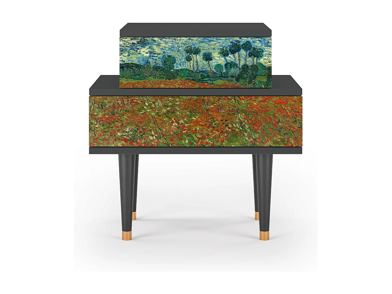 Table de nuit - 58х58х41 cm - NS1 - Poppy field by van Gogh, Anthracite