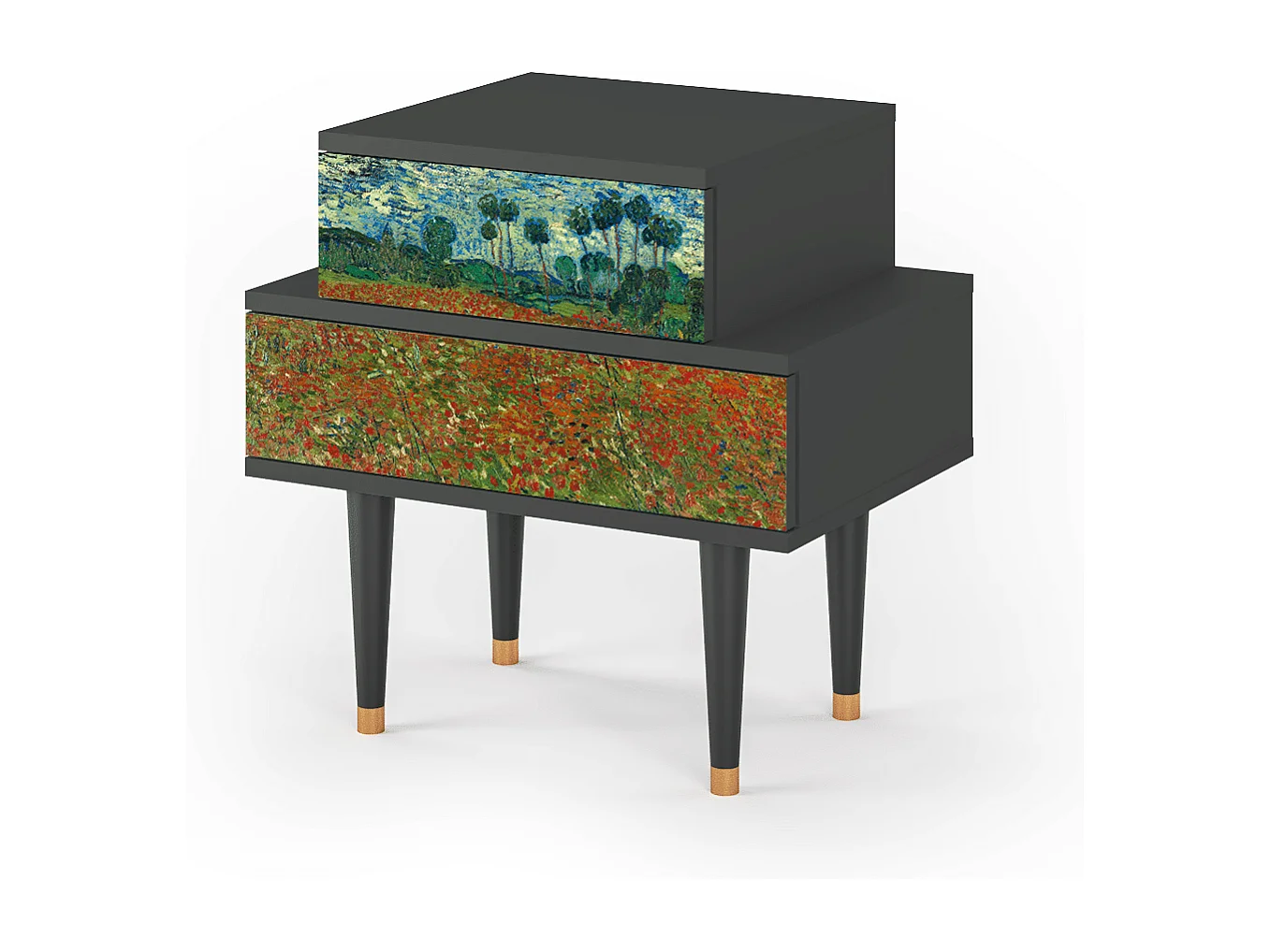 Table de nuit - 58х58х41 cm - NS1 - Poppy field by van Gogh, Anthracite