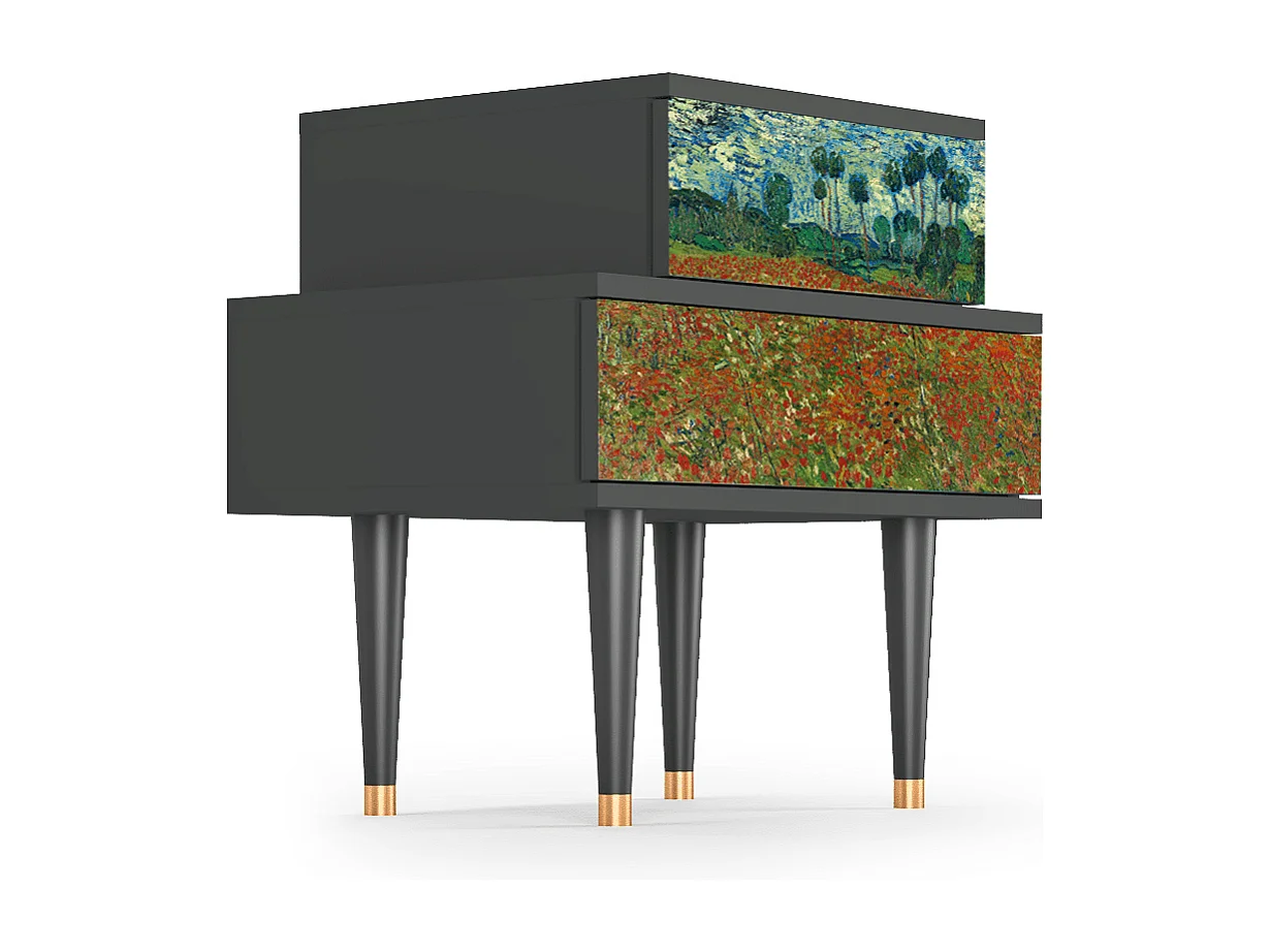 Table de nuit - 58х58х41 cm - NS1 - Poppy field by van Gogh, Anthracite