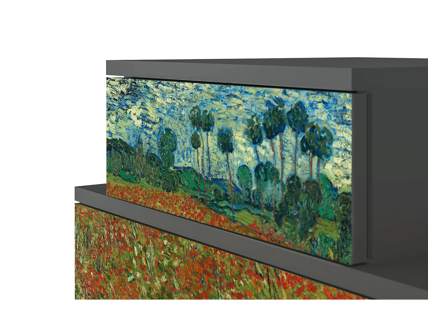 Table de nuit - 58х58х41 cm - NS1 - Poppy field by van Gogh, Anthracite