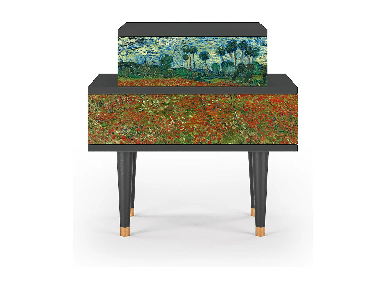 Table de nuit - 58х58х41 cm - NS1 - Poppy field by van Gogh, Anthracite
