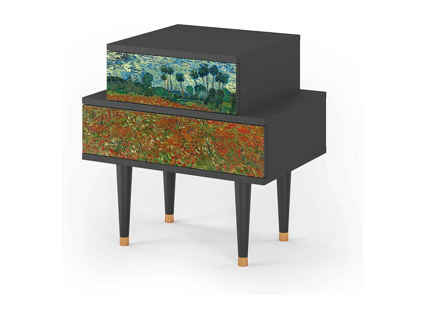 Table de nuit - 58х58х41 cm - NS1 - Poppy field by van Gogh, Anthracite
