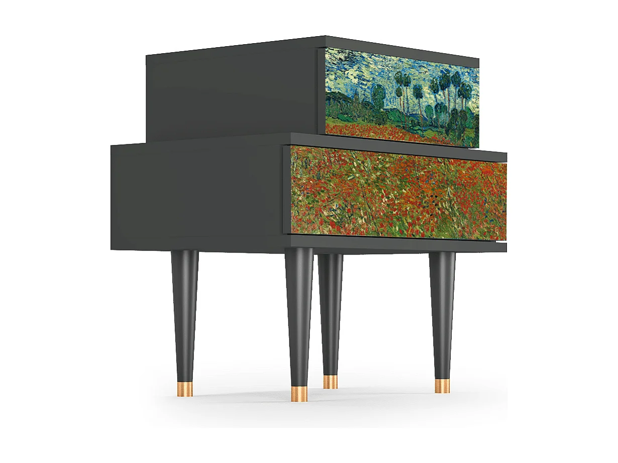 Table de nuit - 58х58х41 cm - NS1 - Poppy field by van Gogh, Anthracite
