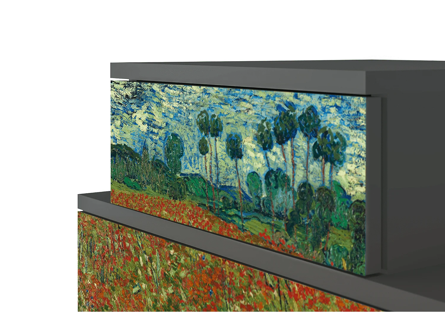 Table de nuit - 58х58х41 cm - NS1 - Poppy field by van Gogh, Anthracite