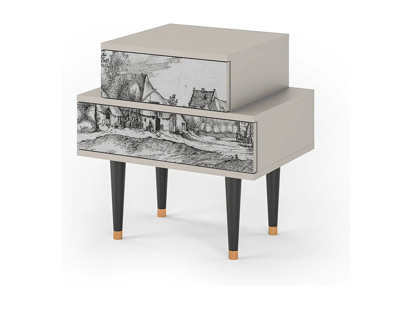 Table de nuit - 58х58х41 cm - NS1 - Farms in a Village, Sable