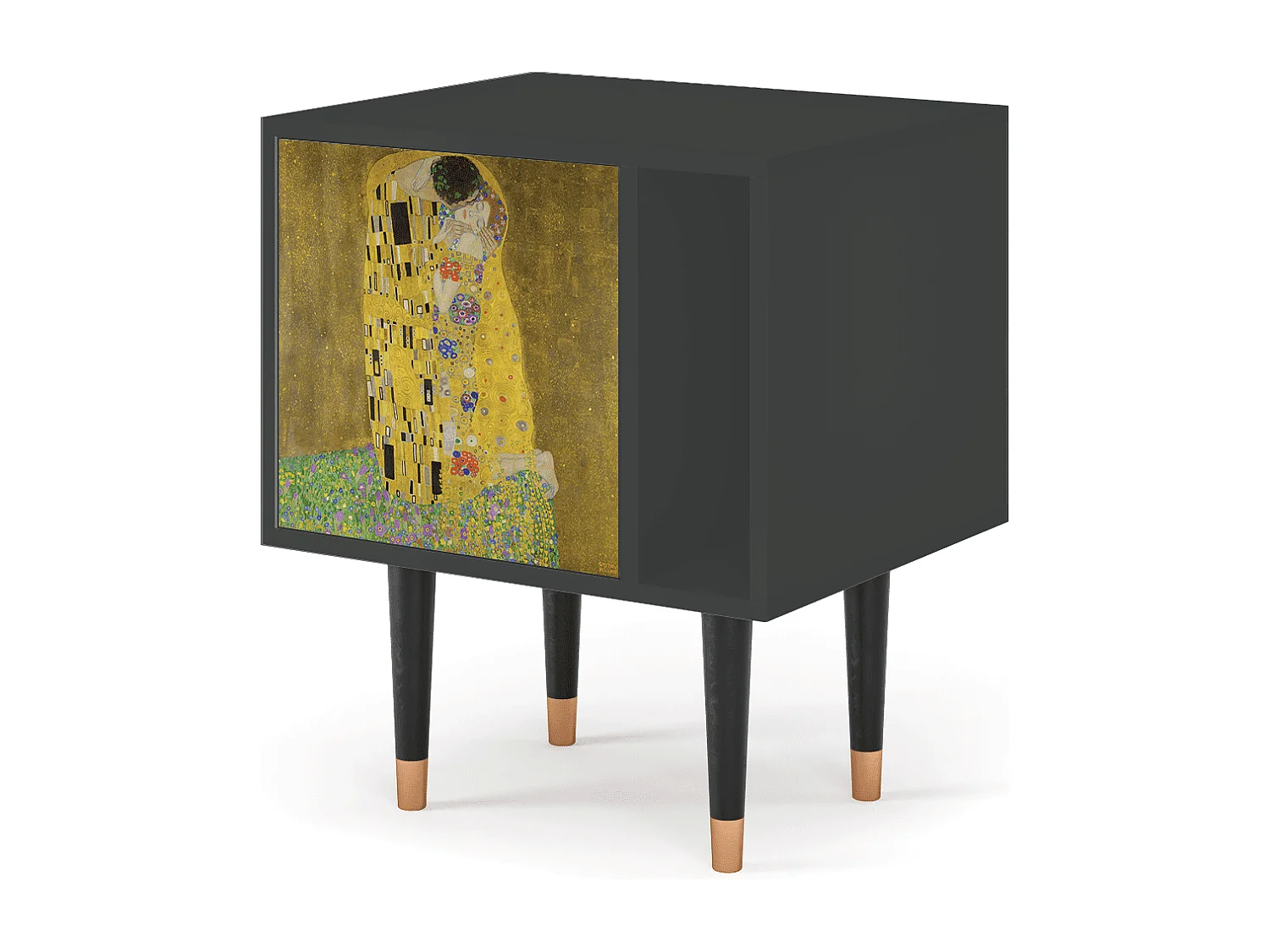 Stolik nocny - 57х69х48 cm - S2 - The Kiss by Klimt , Antracyt