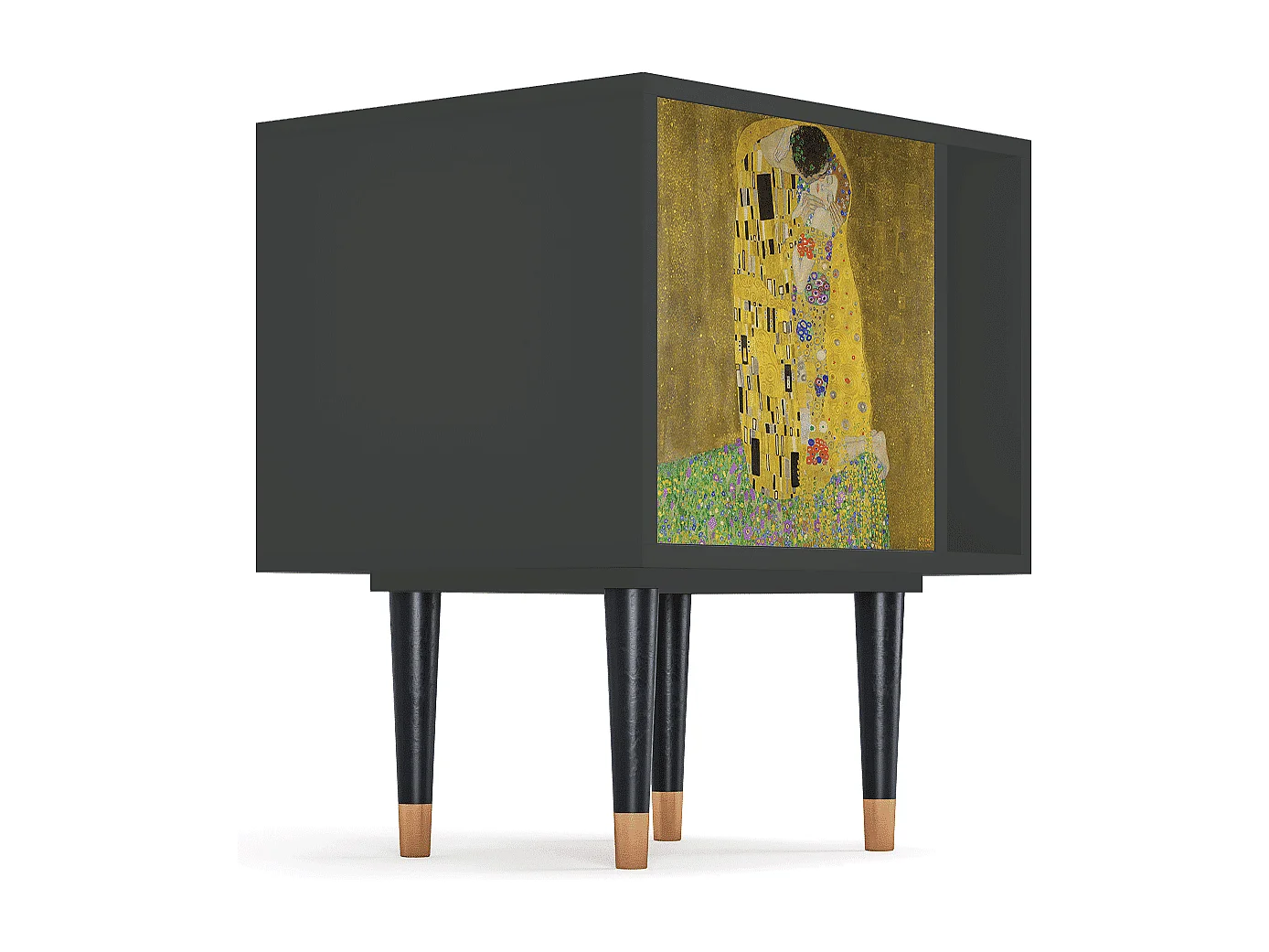 Stolik nocny - 57х69х48 cm - S2 - The Kiss by Klimt , Antracyt