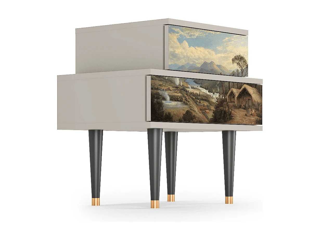 Stolik nocny - 58х58х41 cm - NS1 - View Across the Plains , Piaskowy