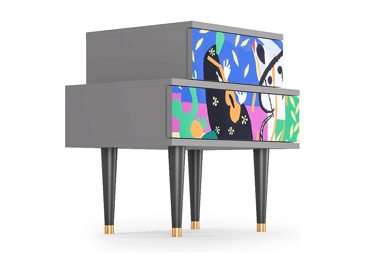 Table de nuit - 58х58х41 cm - NS1 - La Tristesse du Roi, Gris