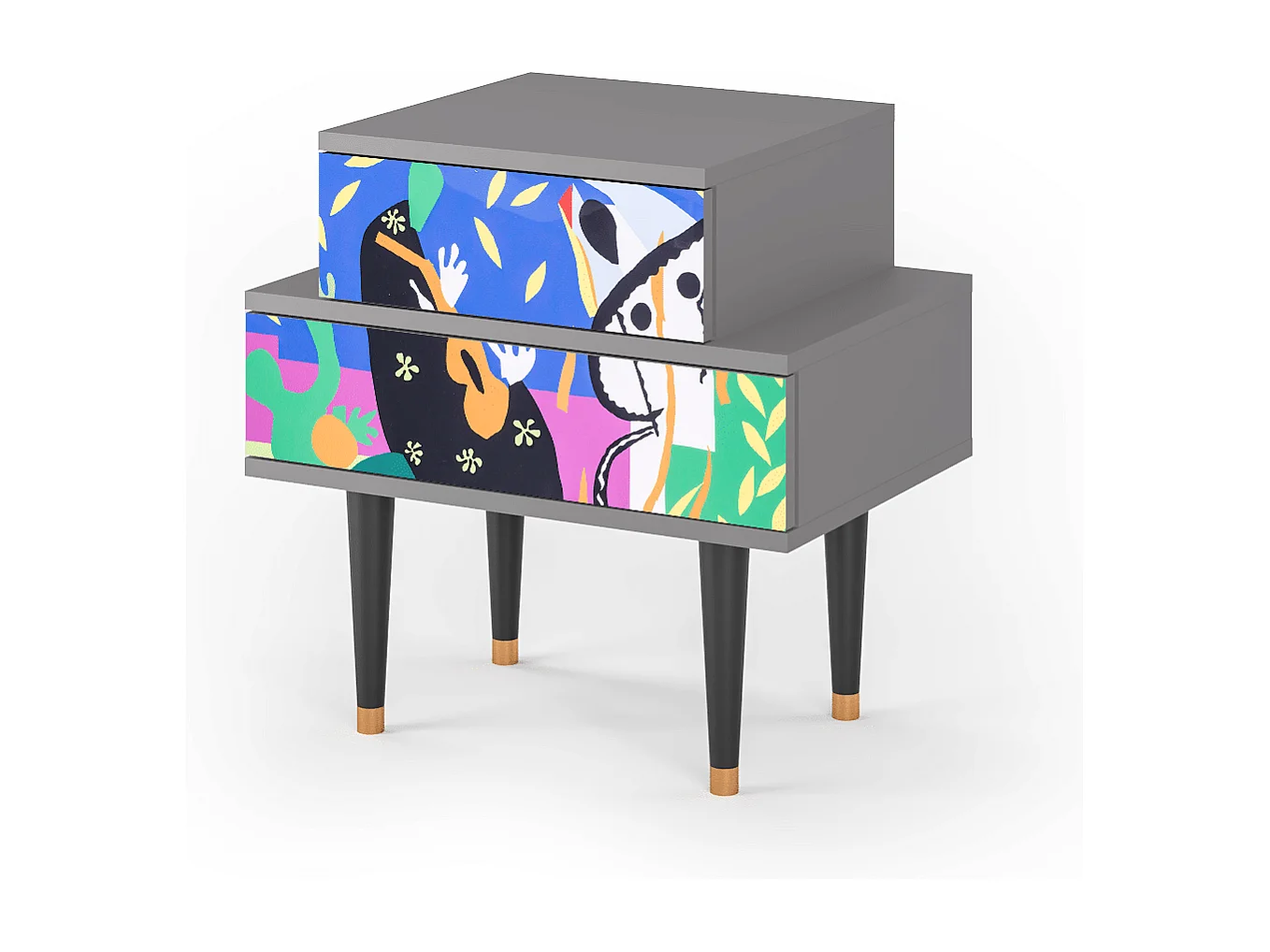 Stolik nocny - 58х58х41 cm - NS1 - La Tristesse du Roi, Szary