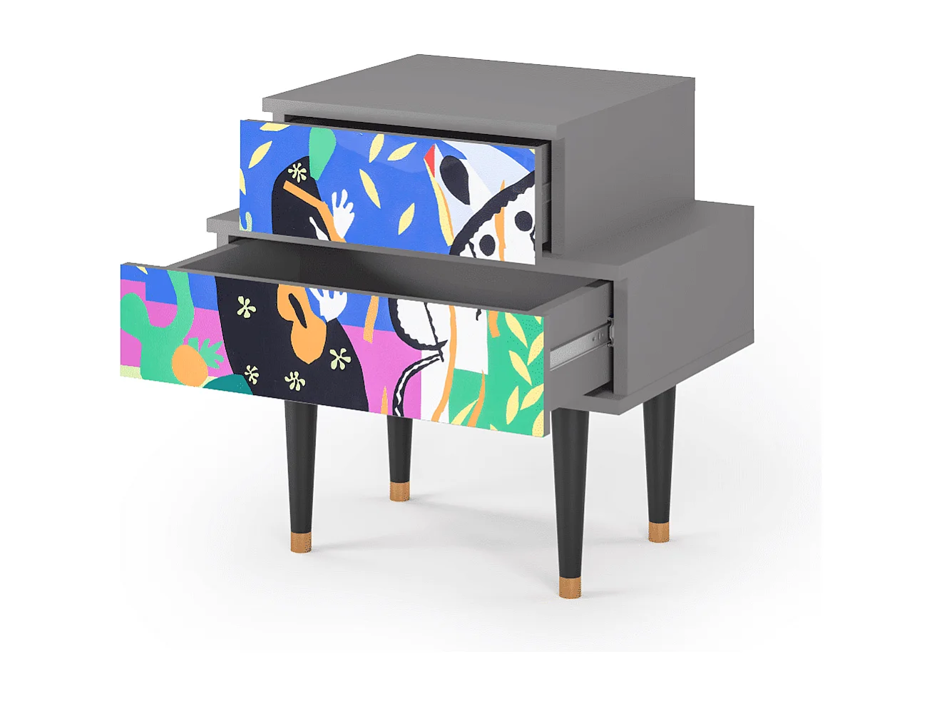 Stolik nocny - 58х58х41 cm - NS1 - La Tristesse du Roi, Szary