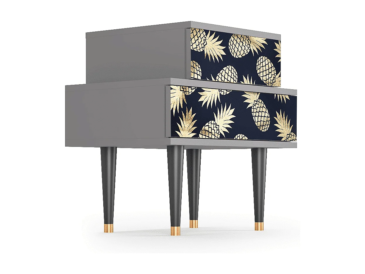 Stolik nocny - 58х58х41 cm - NS1 - Sunny Pineaple, Szary