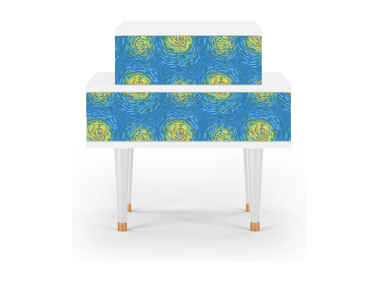 Stolik nocny - 58х58х41 cm - NS1 - Van Gogh Lights, Biały