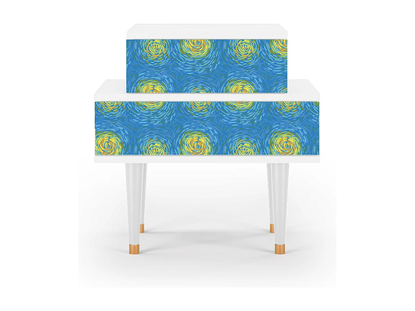 Stolik nocny - 58х58х41 cm - NS1 - Van Gogh Lights, Biały