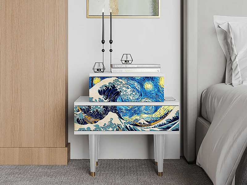 Stolik nocny - 58х58х41 cm - NS1 - Great Wave, Biały