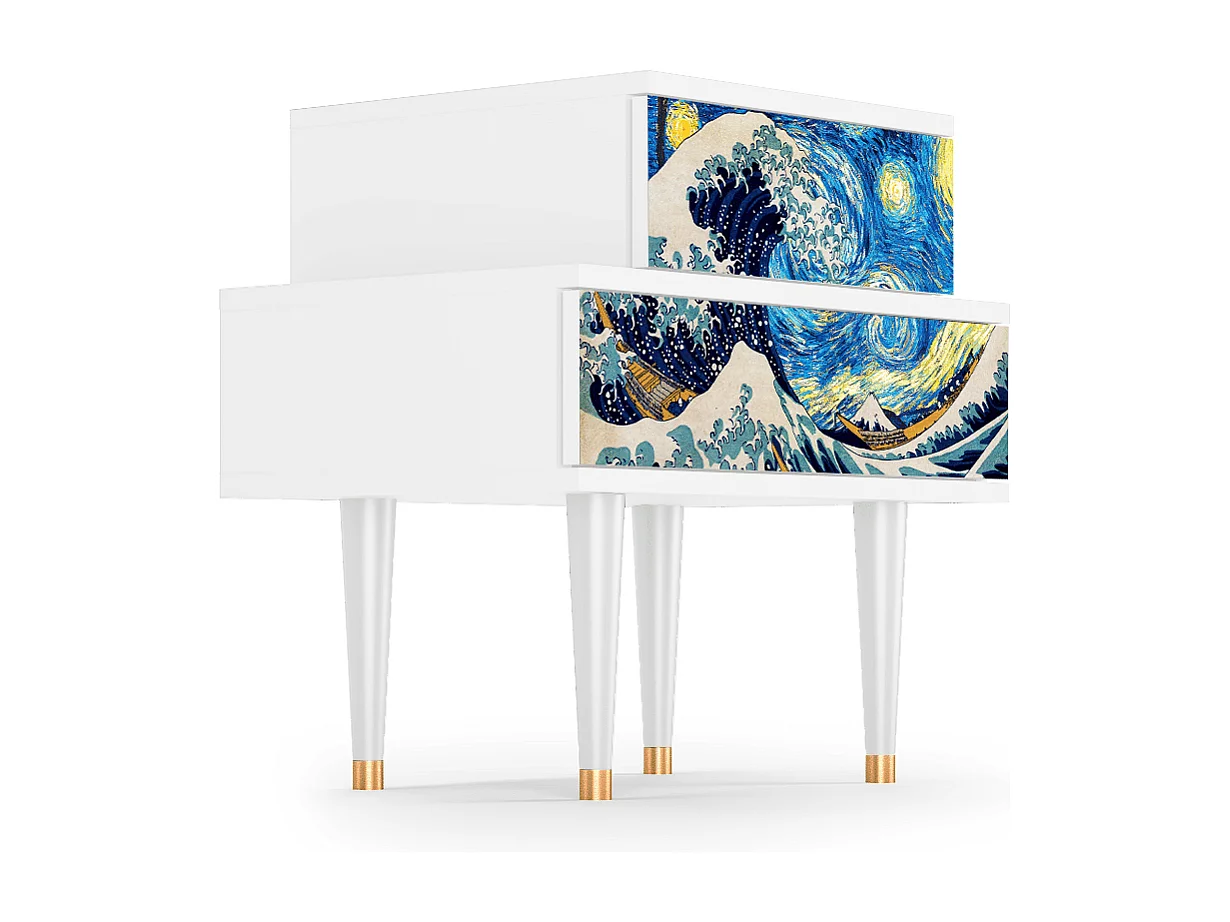 Table de nuit - 58х58х41 cm - NS1 - Great Wave, Blanc