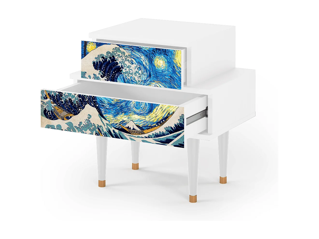 Table de nuit - 58х58х41 cm - NS1 - Great Wave, Blanc