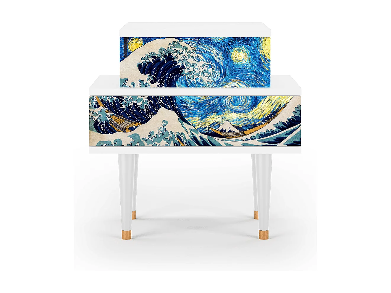 Stolik nocny - 58х58х41 cm - NS1 - Great Wave, Biały
