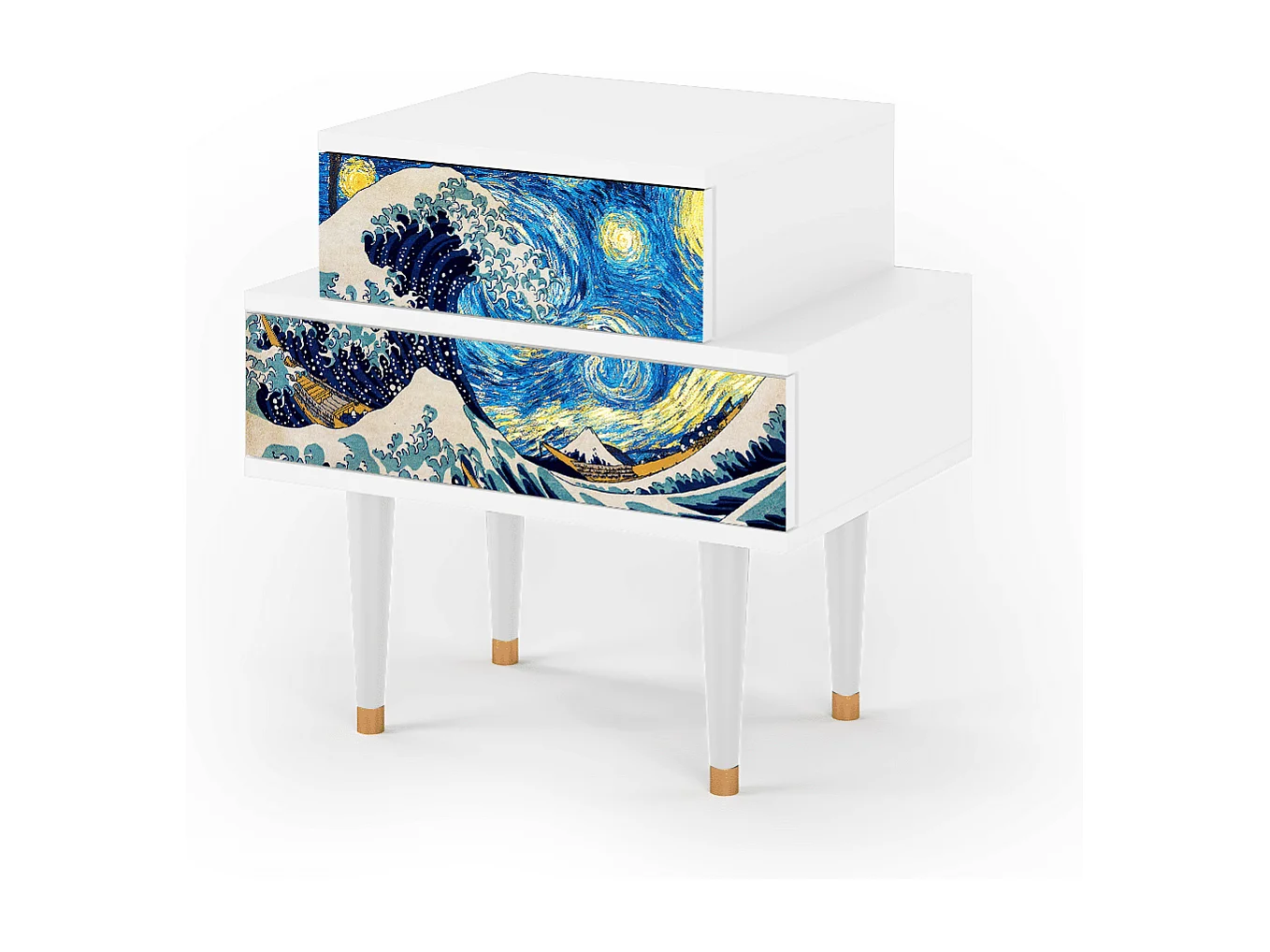 Stolik nocny - 58х58х41 cm - NS1 - Great Wave, Biały