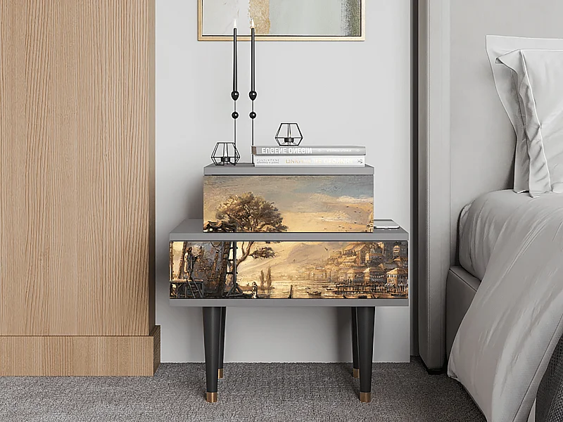 Stolik nocny - 58х58х41 cm - NS1 - Venice, Szary