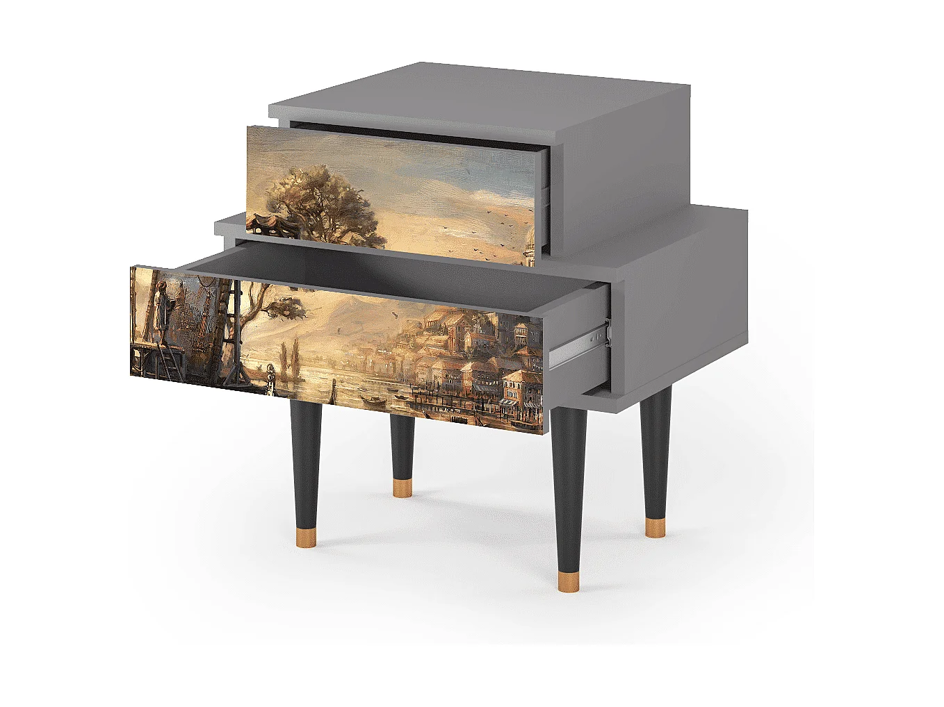 Stolik nocny - 58х58х41 cm - NS1 - Venice, Szary