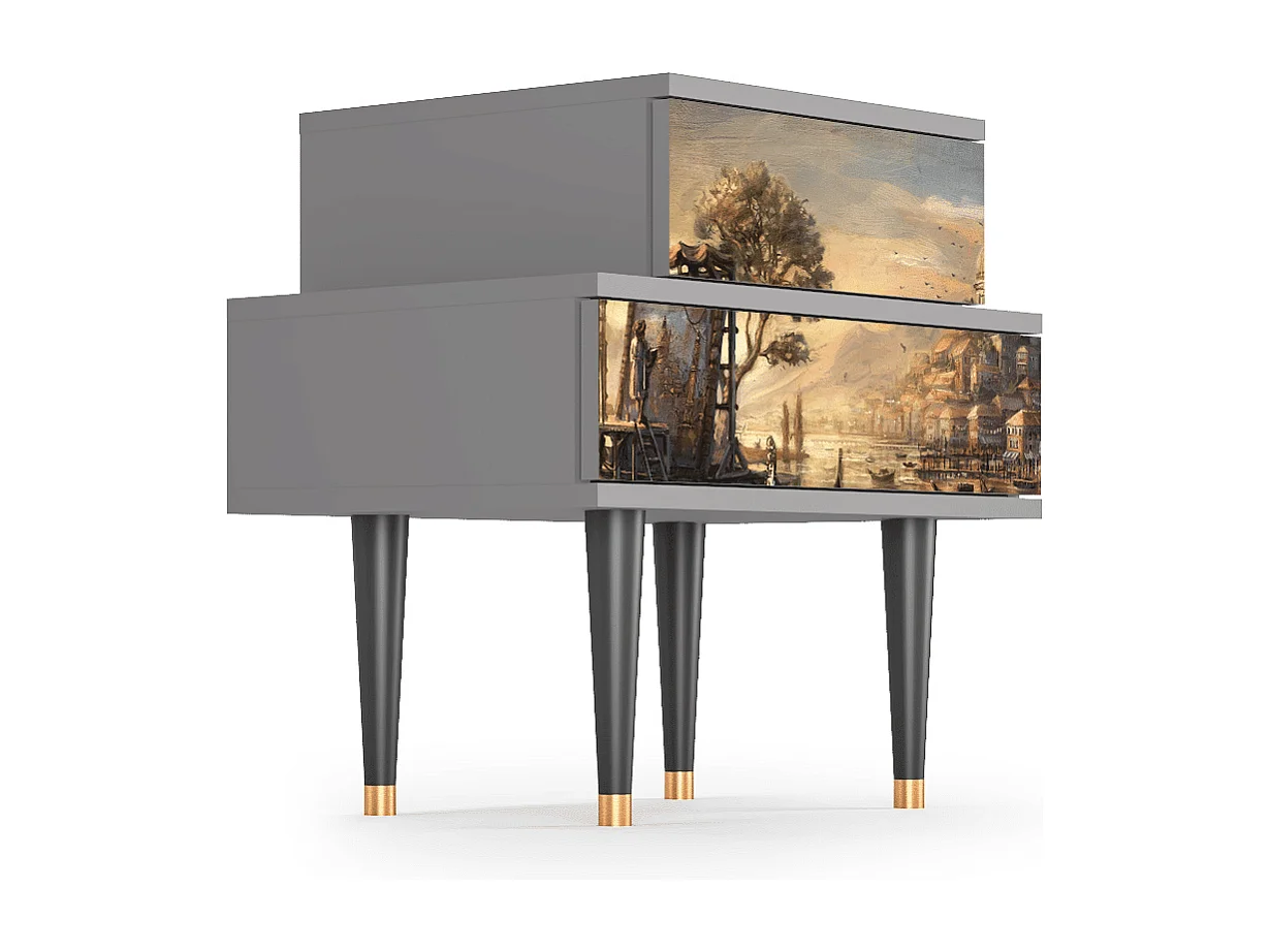 Stolik nocny - 58х58х41 cm - NS1 - Venice, Szary