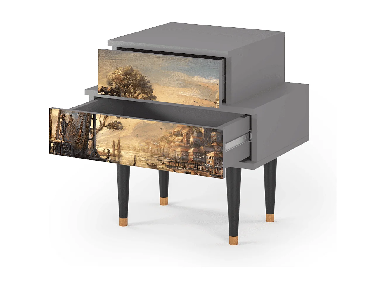 Table de nuit - 58х58х41 cm - NS1 - Venice, Gris