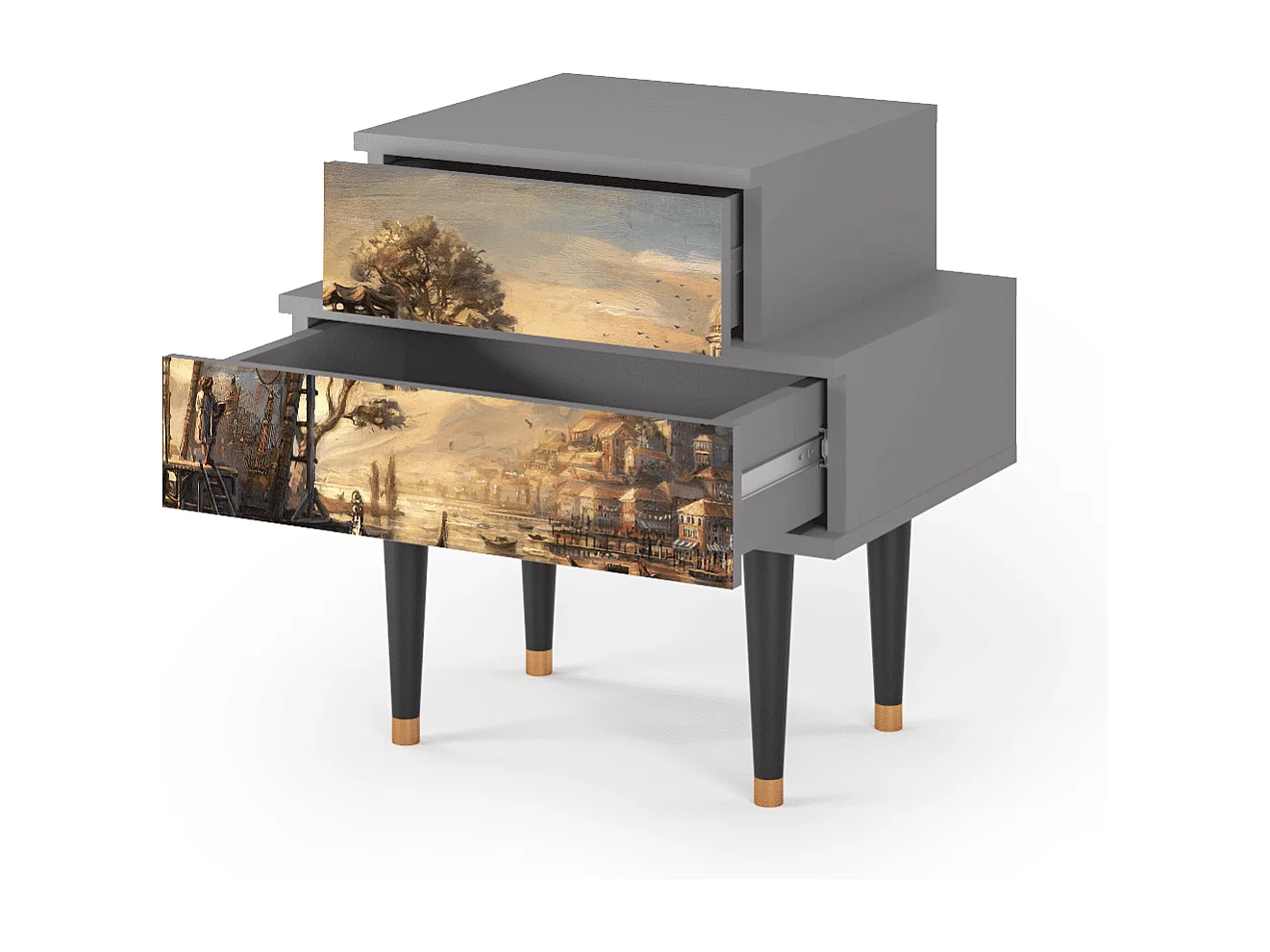 Stolik nocny - 58х58х41 cm - NS1 - Venice, Szary