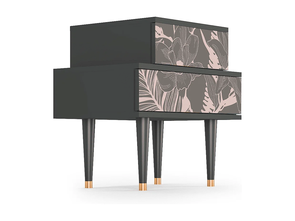 Table de nuit - 58х58х41 cm - NS1 - Issabelline Flower, Anthracite