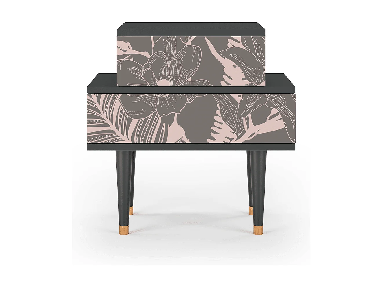 Comodino - 58х58х41 cm - NS1 - Issabelline Flower, Antracite