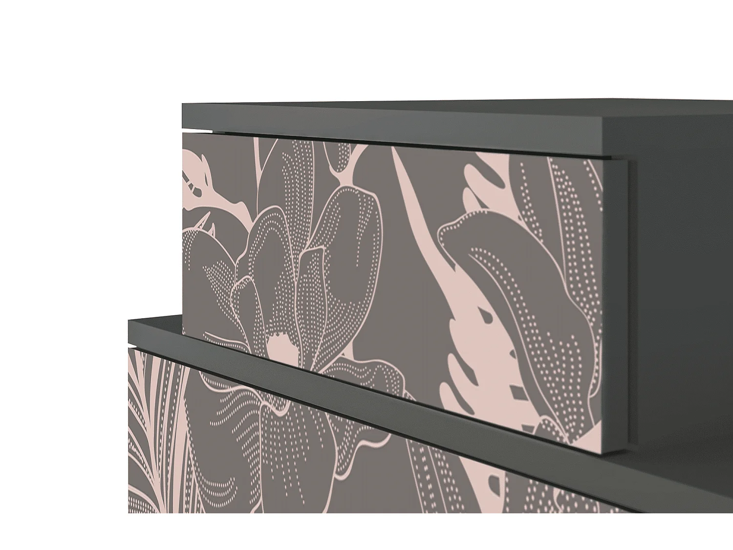 Comodino - 58х58х41 cm - NS1 - Issabelline Flower, Antracite