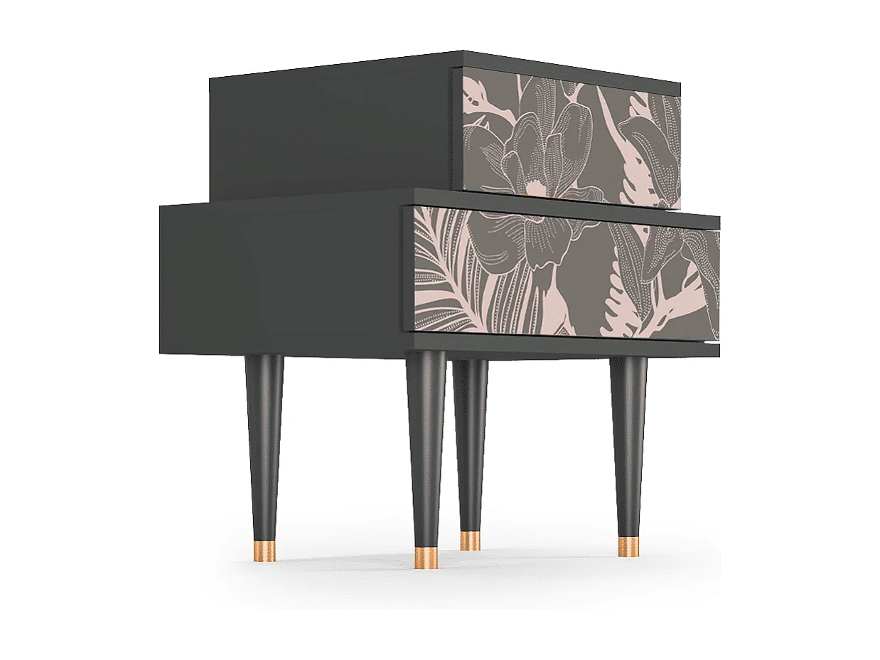 Stolik nocny - 58х58х41 cm - NS1 - Issabelline Flower, Antracyt