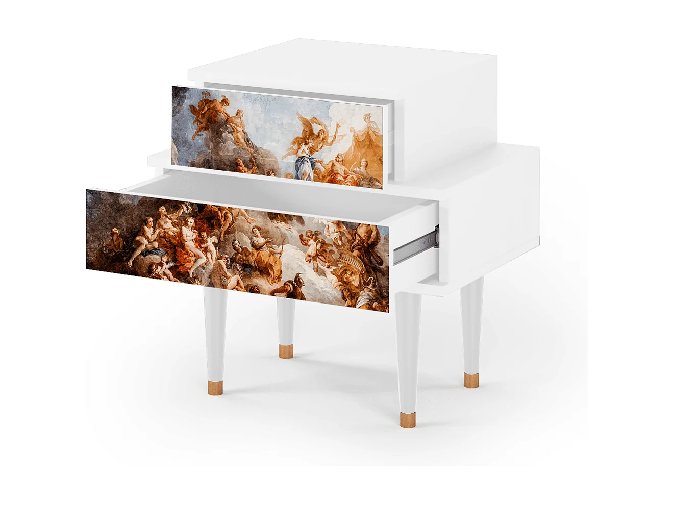 Stolik nocny - 58х58х41 cm - NS1 - Versailles, Biały