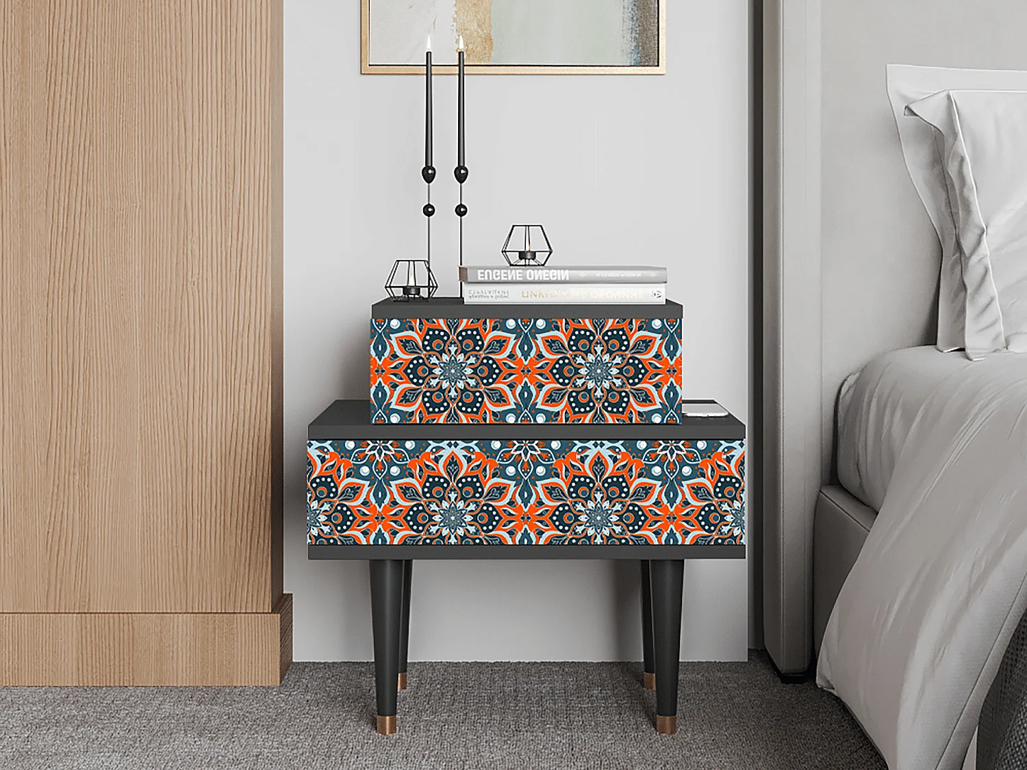 Table de nuit - 58х58х41 cm - NS1 - Fire Beetle, Anthracite