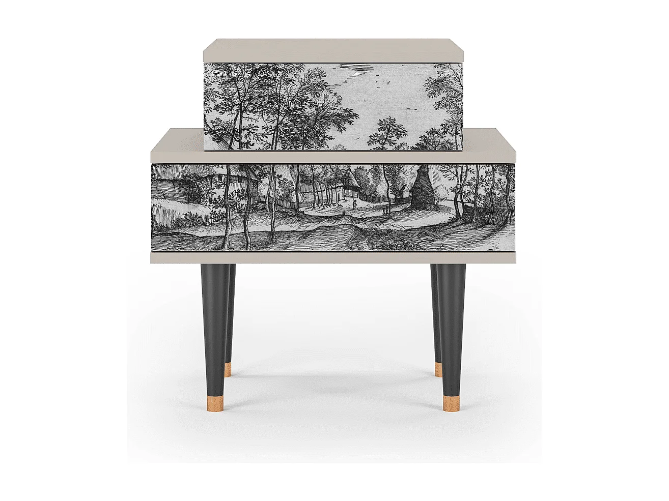 Stolik nocny - 58х58х41 cm - NS1 - Village Road, Piaskowy