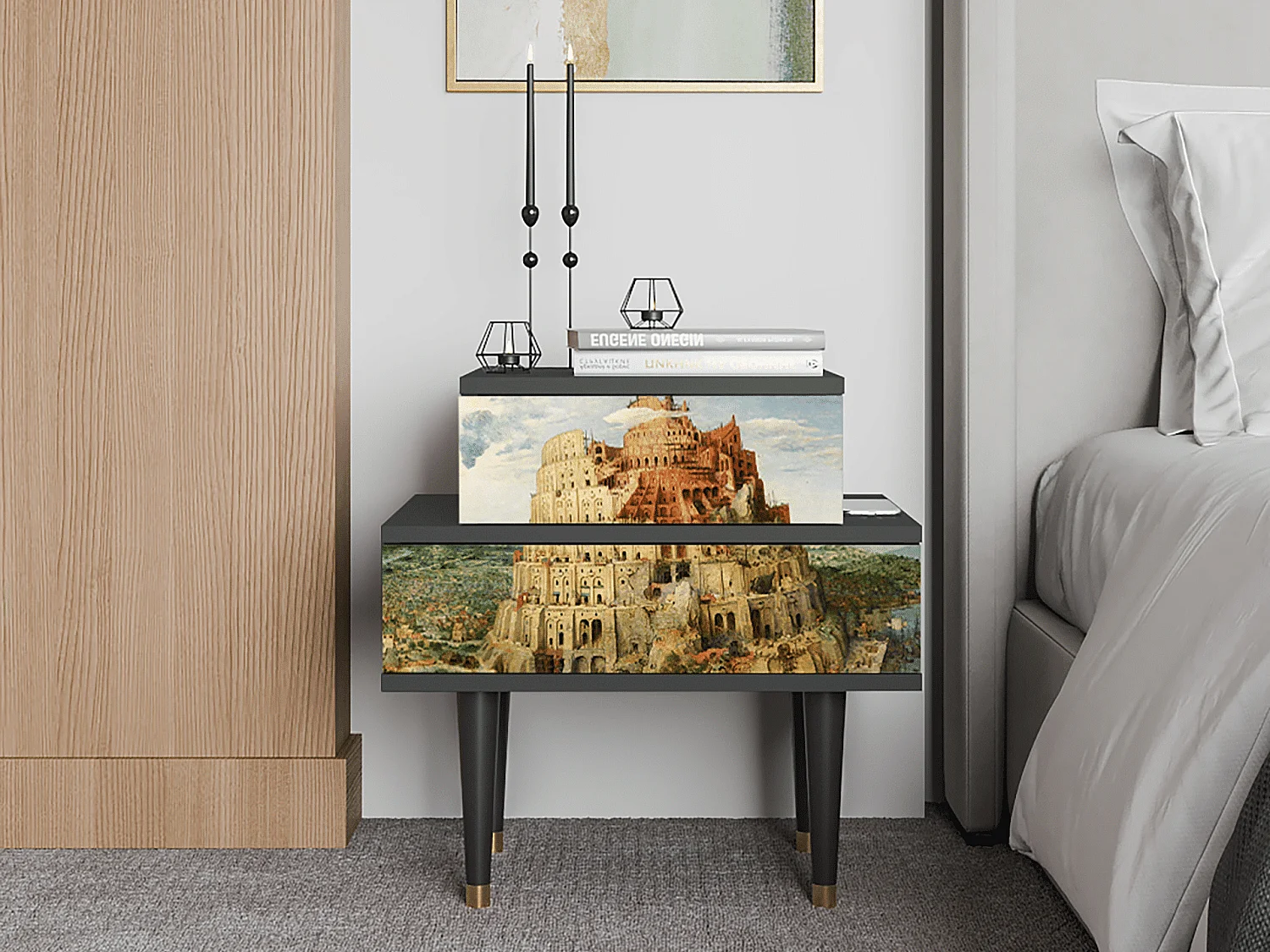 Nachtkastje - 58х58х41 cm - NS1 - Elder The Tower, Antraciet