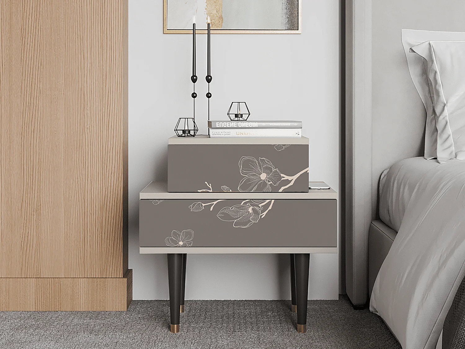 Table de nuit - 58х58х41 cm - NS1 - Cherry Blossom, Sable