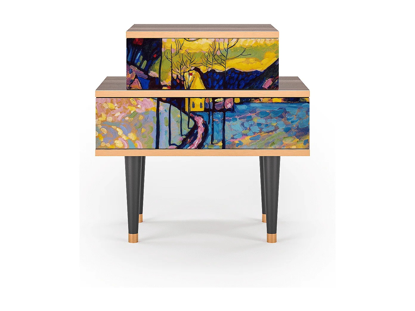 Stolik nocny - 58х58х41 cm - NS1 - Winter Landscape, Orzech