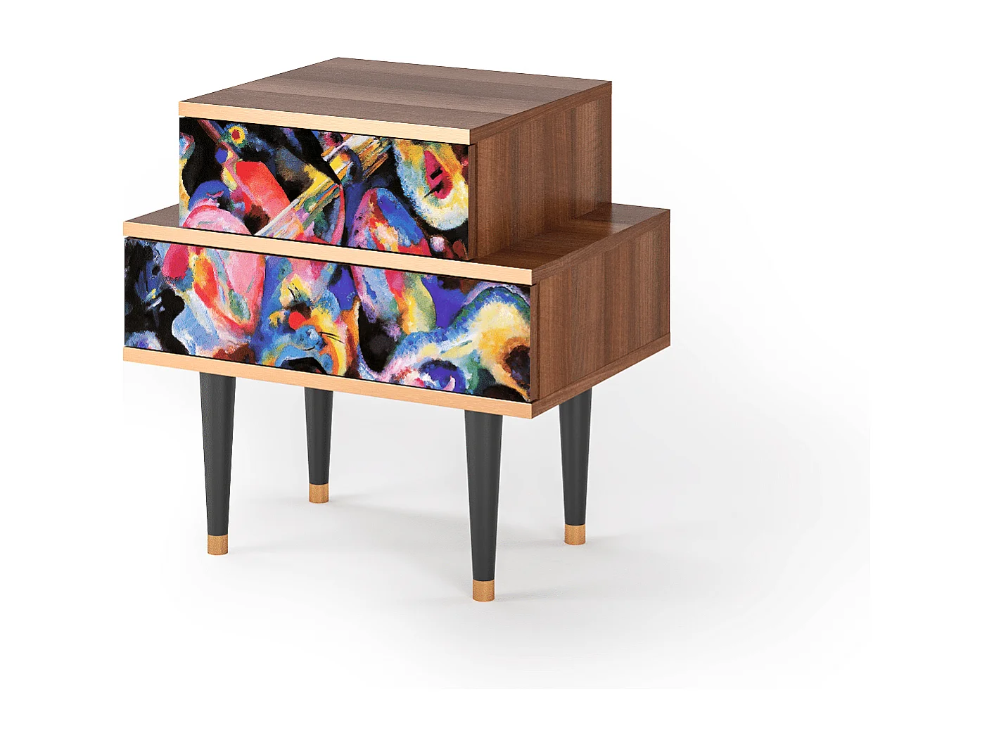 Stolik nocny - 58х58х41 cm - NS1 - Winter Landscape, Orzech