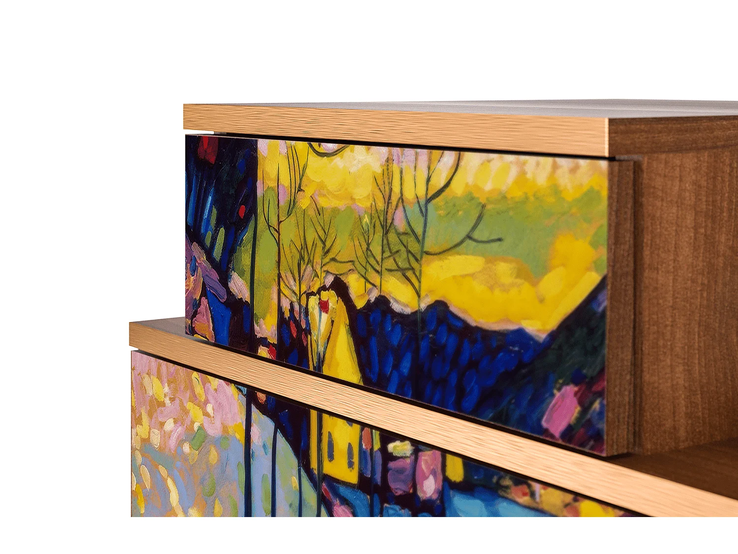 Stolik nocny - 58х58х41 cm - NS1 - Winter Landscape, Orzech