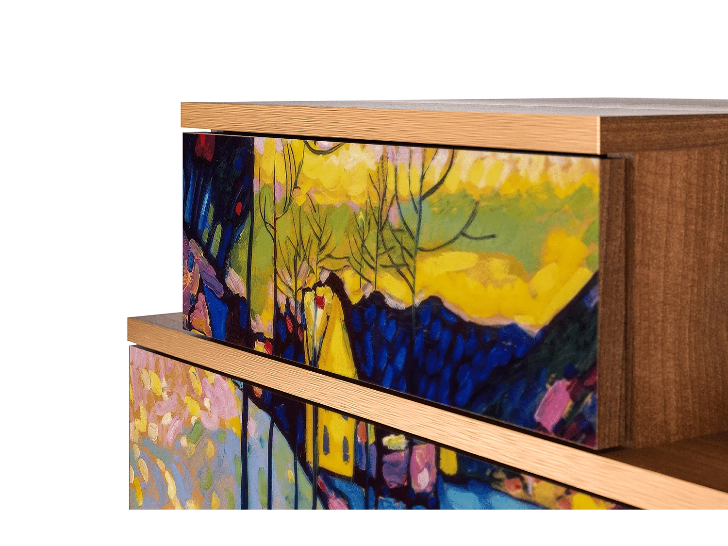 Stolik nocny - 58х58х41 cm - NS1 - Winter Landscape, Orzech